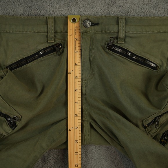 Rag & Bone Lariat Cargo Pants Women 31 Army Green Multi-Zip Skinny Biker Moto - Picture 9 of 12